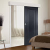 Single Sliding Door & Wall Track - Eindhoven 1 Panel Black Primed Door - Unfinished