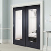 Two Sliding Doors and Frame Kit - Eindhoven Black Primed Door - Clear Glass - Unfinished