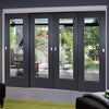 Four Sliding Doors and Frame Kit - Eindhoven Black Primed Door - Clear Glass - Unfinished