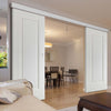 Double Sliding Door & Wall Track - Eindhoven 1 Panel Doors - White Primed