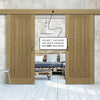 Double Sliding Door & Wall Track - Ely Real American White Oak Veneer Door - Prefinished