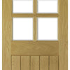 Three Folding Doors & Frame Kit - Ely Oak 2+1 - Clear Bevelled Glass -Unfinished