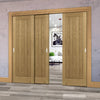 Pass-Easi Three Sliding Doors and Frame Kit - Ely Oak Door - Unfinished