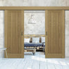 Double Sliding Door & Wall Track - Ely Real American White Oak Veneer Door - Prefinished