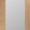 Double Sliding Door & Track - Pattern 10 1 Pane Shaker Oak Doors - Obscure Glass - Unfinished