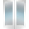 Pattern 10 Full Pane White Primed Door Pair - Obscure Glass