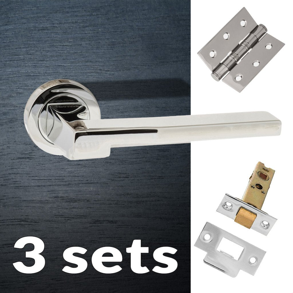 Three Pack Ginevra Forme Designer Lever on Minimal Square Rose - Polished Chrome Handle