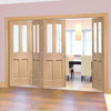 Bespoke Thrufold Malton Oak Glazed Folding 3+1 Door - No Raised Mouldings