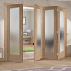 Four Folding Doors & Frame Kit - Pattern 10 Oak Shaker 3+1 - Obscure Glass - Prefinished