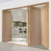 Four Folding Doors & Frame Kit - Pattern 10 Oak 2 Panel 3+1 - Unfinished