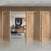 Four Folding Doors & Frame Kit - Worcester Oak 3 Panel 3+1 - Prefinished