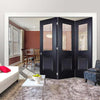 Three Folding Doors & Frame Kit - Arnhem Black Primed 3+0 - Clear Glass - Unfinished