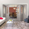 Five Folding Doors & Frame Kit - Arnhem Grey Primed 3+2 - Clear Glass - Unfinished