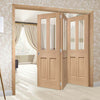 Bespoke Thrufold Malton Oak Glazed Folding 3+0 Door - No Raised Mouldings - Prefinished