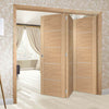 Bespoke Thrufold Portici Oak Flush Folding 3+0 Door - Aluminium Inlay - Prefinished