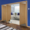 Five Folding Doors & Frame Kit - Coventry Contemporary Panel Oak 3+2 - Unfinished