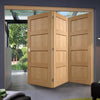 Three Folding Doors & Frame Kit - Contemporary 4 Panel Oak 3+0 - Unfinished