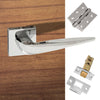 Foglia Forme Designer Lever on Minimal Square Rose - Polished Chrome Handle Pack