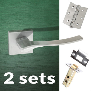 Image: Two Pack Olimpia Forme Designer Lever on Minimal Square Rose - Satin Chrome Handle