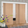 Pass-Easi Four Sliding Doors and Frame Kit - Belize Oak Door - Prefinished