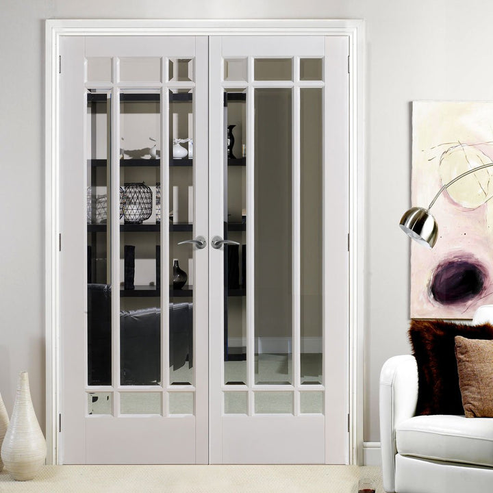 Manhattan Internal Door - Bevelled Clear Glass - White Primed