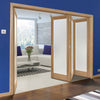 Four Folding Doors & Frame Kit - Pattern 10 Oak 3+1 - Frosted Glass - Unfinished