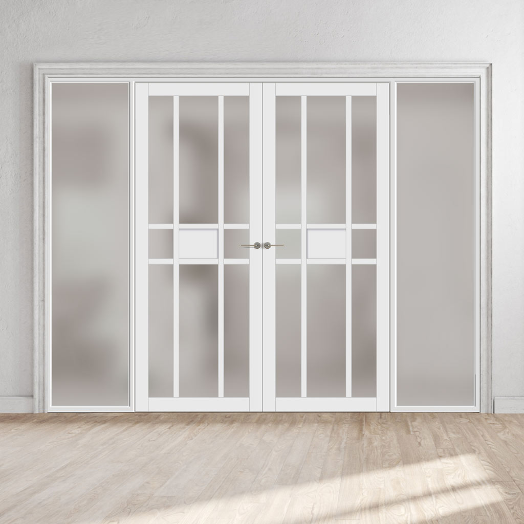 Room Divider - Handmade Eco-Urban® Tromso 8 Panel with Two Sides DD6402F - Frosted Glass - Premium Primed - Colour & Size Options