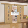 Double Sliding Door & Wall Track - Galway Oak Glazed Door - Clear Glass - Unfinished