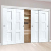 Four Sliding Wardrobe Doors & Frame Kit - Geo White Primed Door