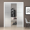 Gullane 8mm Obscure Glass - Clear Printed Design - Double Evokit Pocket Door