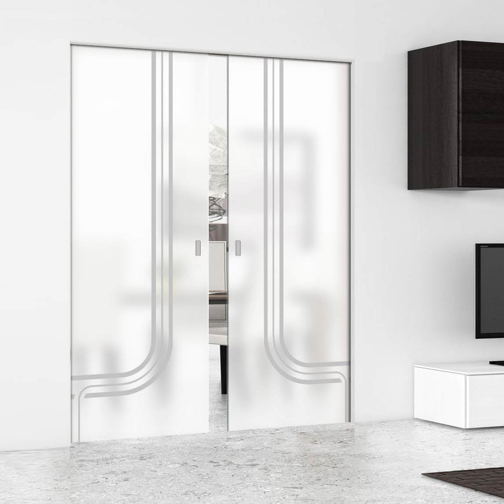 Holburn 8mm Obscure Glass - Obscure Printed Design - Double Absolute Pocket Door