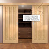 Double Sliding Door & Wall Track - Idaho 3 Panel Oak Doors - Unfinished