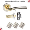 Two Pack Indiana Status Lever on Round Rose - Satin Nickel - Polished Brass Handle
