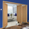 Four Folding Doors & Frame Kit - 1 Panel Inlay Flush Oak 3+1 - Prefinished