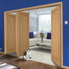 Four Folding Doors & Frame Kit - 1 Panel Inlay Flush Oak 3+1 - Prefinished