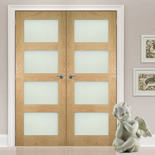 Coventry Shaker Style Oak Internal Door - Frosted Glass - Unfinished