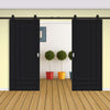 Top Mounted Black Sliding Track & Solid Wood Double Doors - Eco-Urban® Irvine 9 Panel Doors DD6434 - Shadow Black Premium Primed