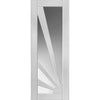 Double Sliding Door & Wall Track - Calypso Aurora White Primed Doors - Clear Glass