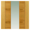 Two Sliding Doors and Frame Kit - Mistral Flush Oak Door - Decor Grooves - Clear Glass - Prefinished