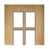 Kensington Oak Panel Double Evokit Pocket Door Detail - Clear Bevelled Glass - Prefinished