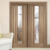 Two Sliding Doors and Frame Kit - Kilburn 1 Pane Oak Door - Clear Glass - Unfinished