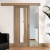 Single Sliding Door & Wall Track - Kilburn 1 Pane Oak Door - Clear Glass - Unfinished