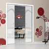 Kingston 8mm Obscure Glass - Obscure Printed Design - Double Evokit Pocket Door