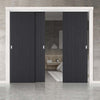 Pass-Easi Three Sliding Doors and Frame Kit - Laminate Montreal Black Door - Prefinished