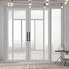 Bespoke Room Divider - Eco-Urban® Portobello Door Pair DD6438F - Frosted Glass with Full Glass Side - Premium Primed - Colour & Size Options