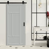Top Mounted Black Sliding Track & Solid Wood Door - Eco-Urban® Morningside 5 Panel Solid Wood Door DD6437 - Mist Grey Premium Primed