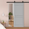 Top Mounted Black Sliding Track & Solid Wood Door - Eco-Urban® Sheffield 5 Panel Solid Wood Door DD6312 - Mist Grey Premium Primed