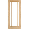 Double Sliding Door & Track - Lincoln 3 Pane Oak Doors - Clear Glass - Unfinished