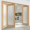 Three Folding Doors & Frame Kit - Lincoln 3 Pane Oak 2+1 - Frosted Glass - Unfinished