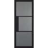 Pass-Easi Two Sliding Doors and Frame Kit - Tribeca 3 Pane Black Primed Door - Tinted Glass